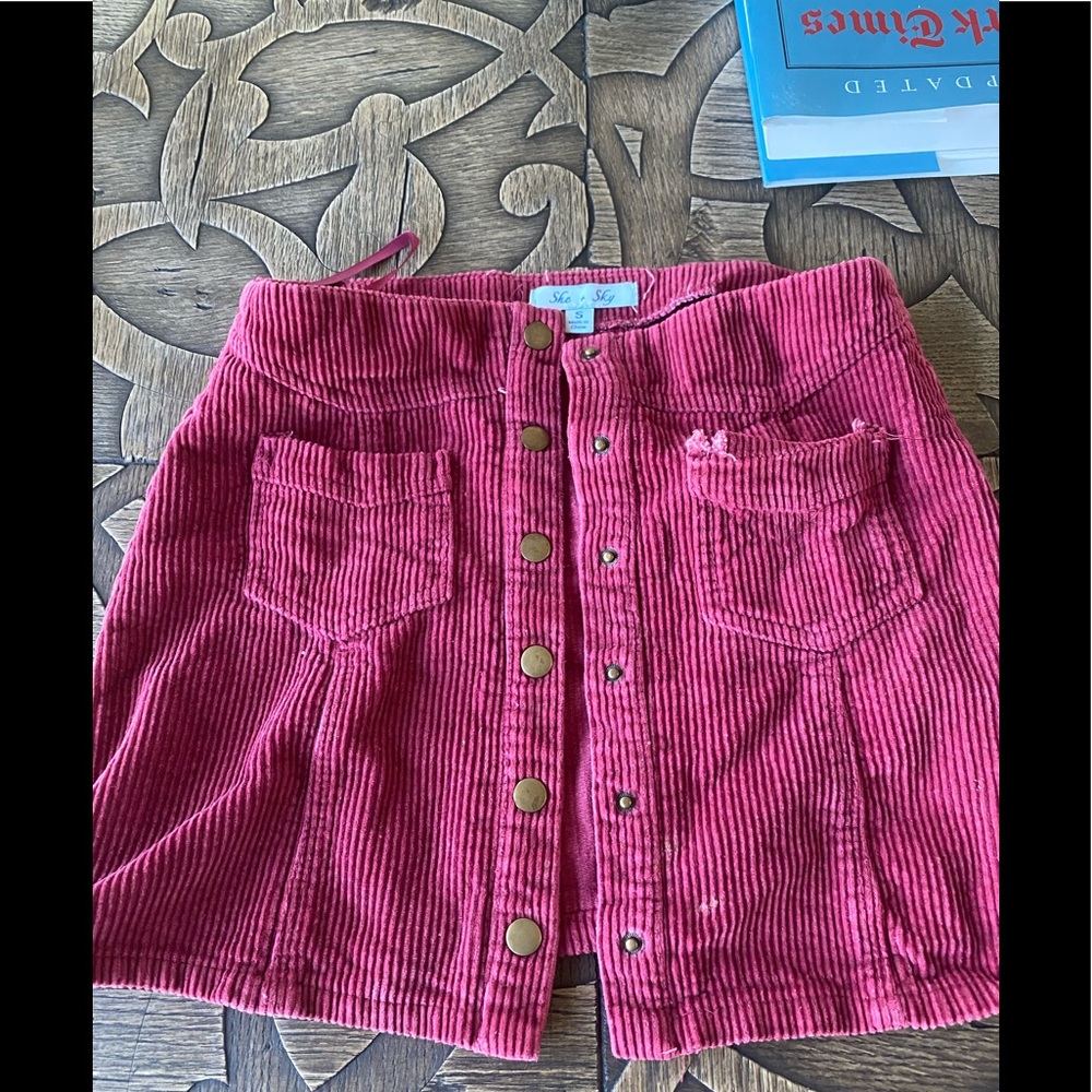 Girls cord button front skirt